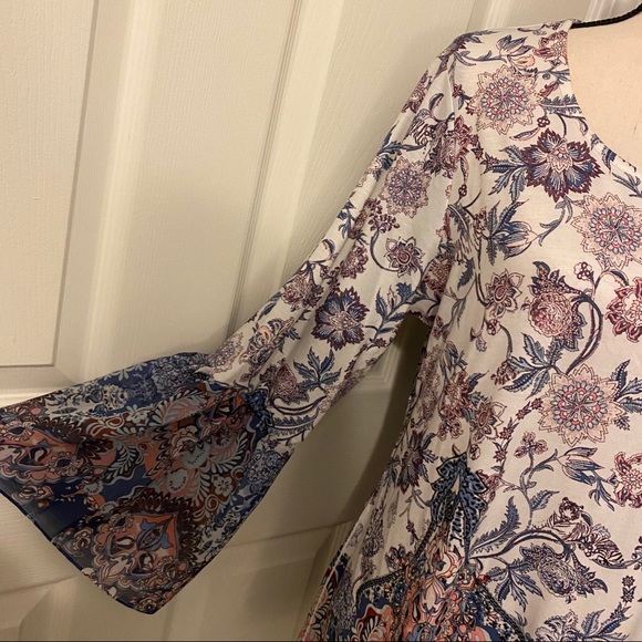 STYLE & CO Floral Print Sheer Flare Sleeve Top - Picture 7 of 13